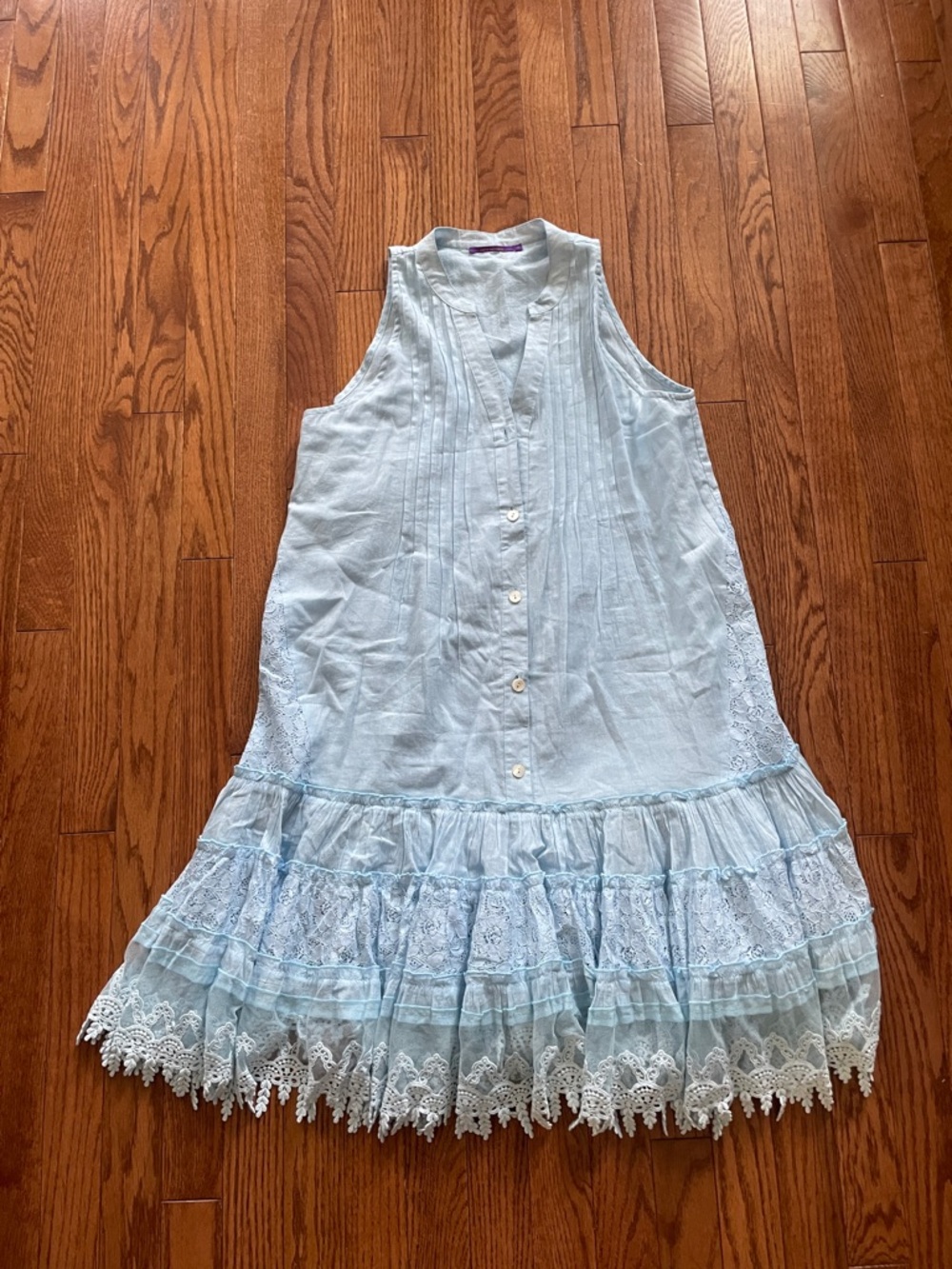 Amita Naithani Devy Vintage Lace Light Blue Sleeveless Dress Women’s Sz Medium